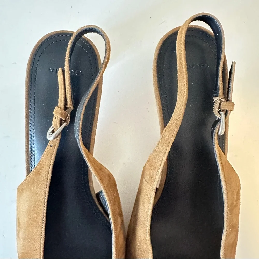 NEW Vince Hart Cinnamon Suede Slingback Women's Kitten Heels, Sz 9 - Picture 14 of 14